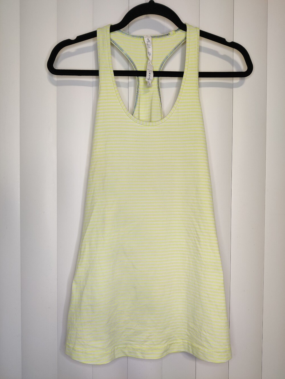 lululemon athletica Pale Yellow and White Striped Racerback Tank